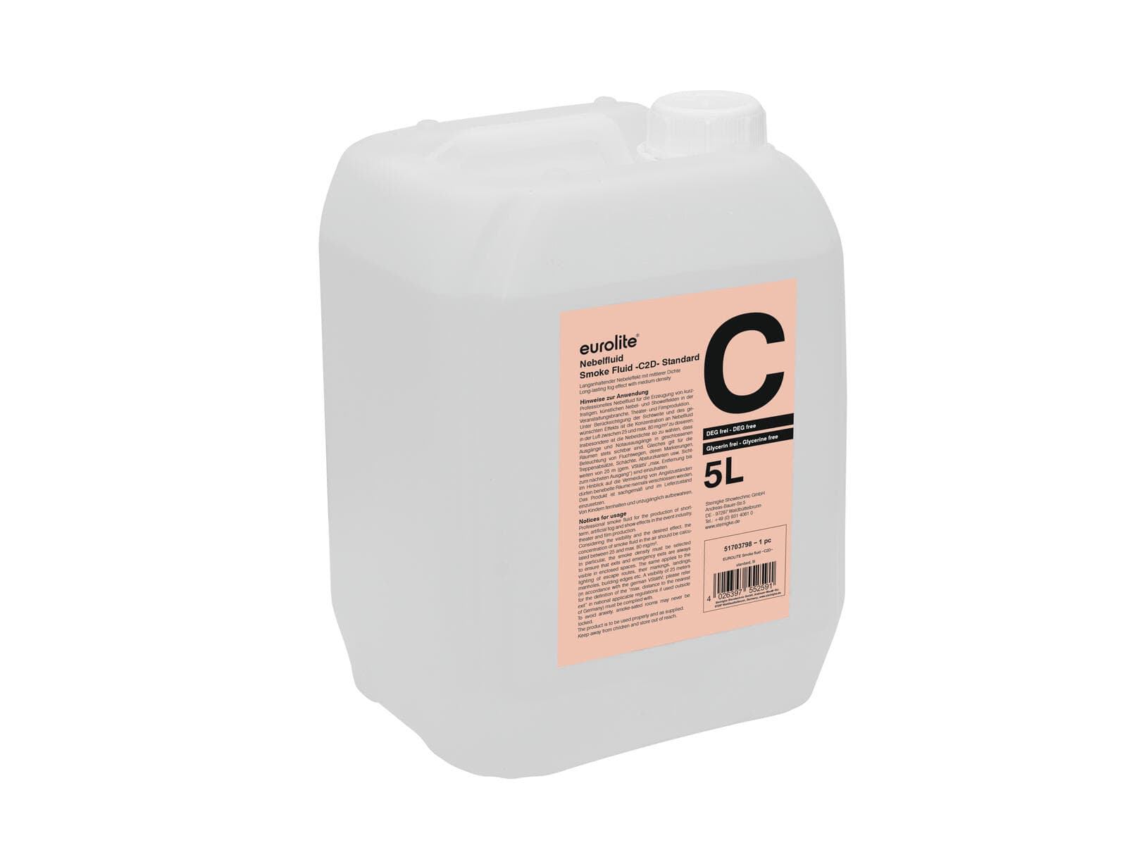 EUROLITE SMOKE FLUID -C2D- Standard, liquido per fumo da 5 l - 51703798