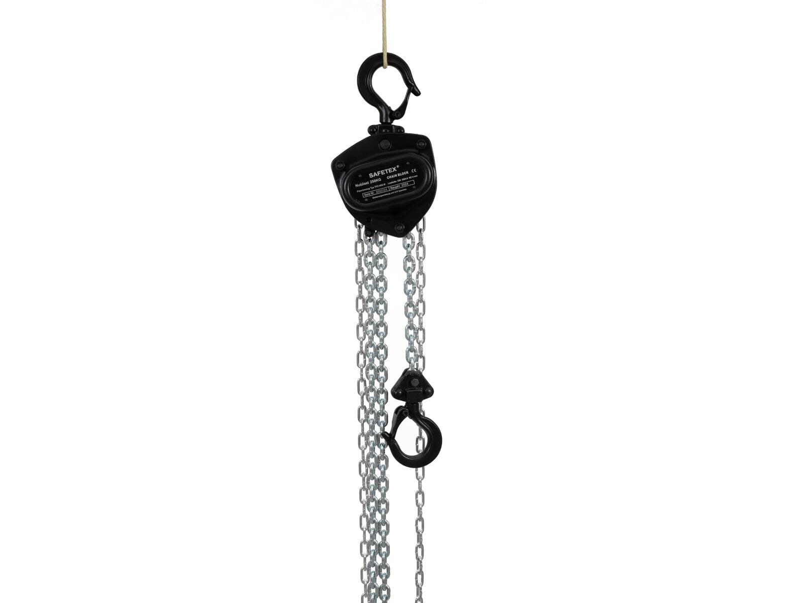 SAFETEX Paranco a catena 250kg, corsa 6m, nero - 58000104
