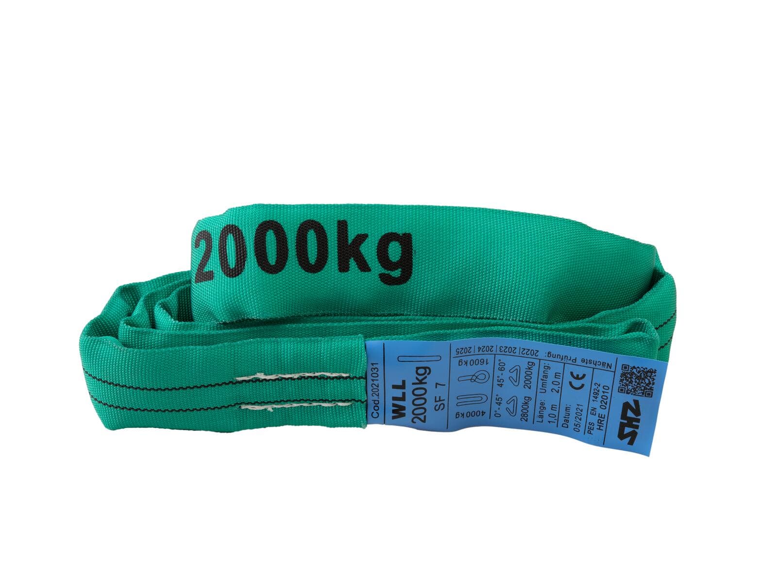 SHZ Braca ad anello 1m, portata massima 2000KG conforme a EN 1492-2 SF7 verde - 58010766