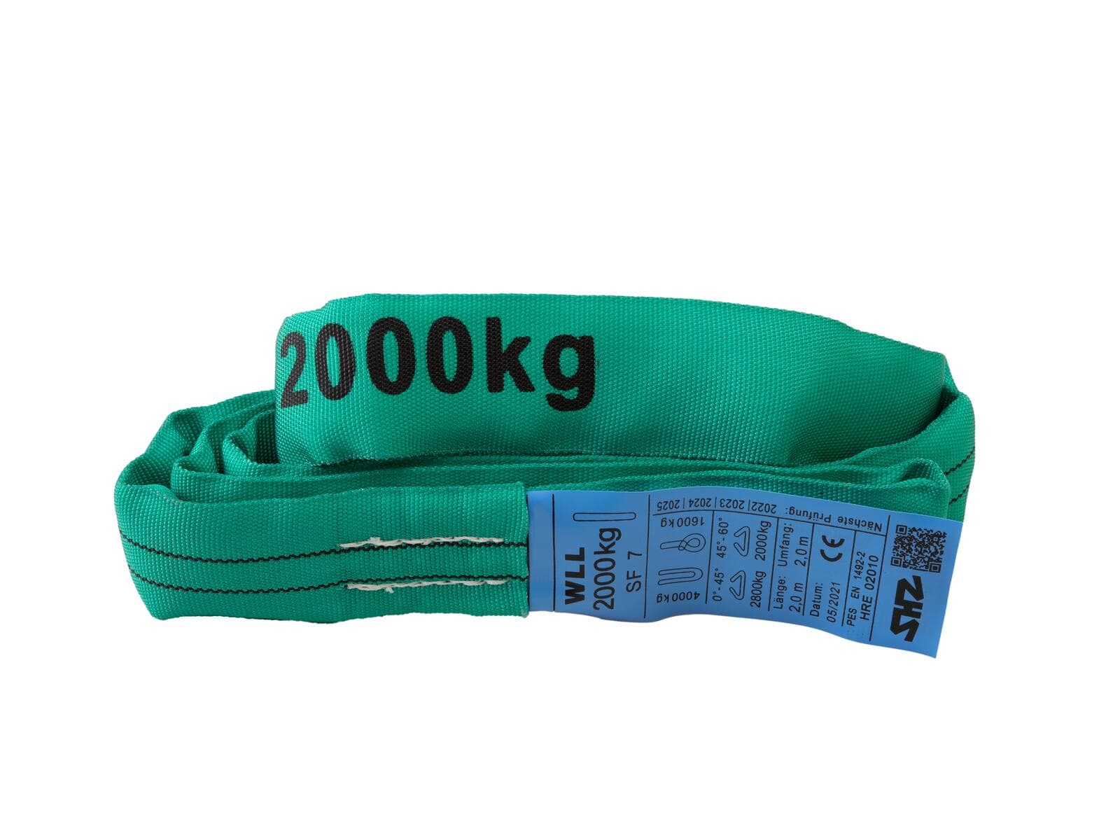 SHZ Braca ad anello 2m, portata massima 2000KG conforme a EN 1492-2 SF7 verde - 58010768