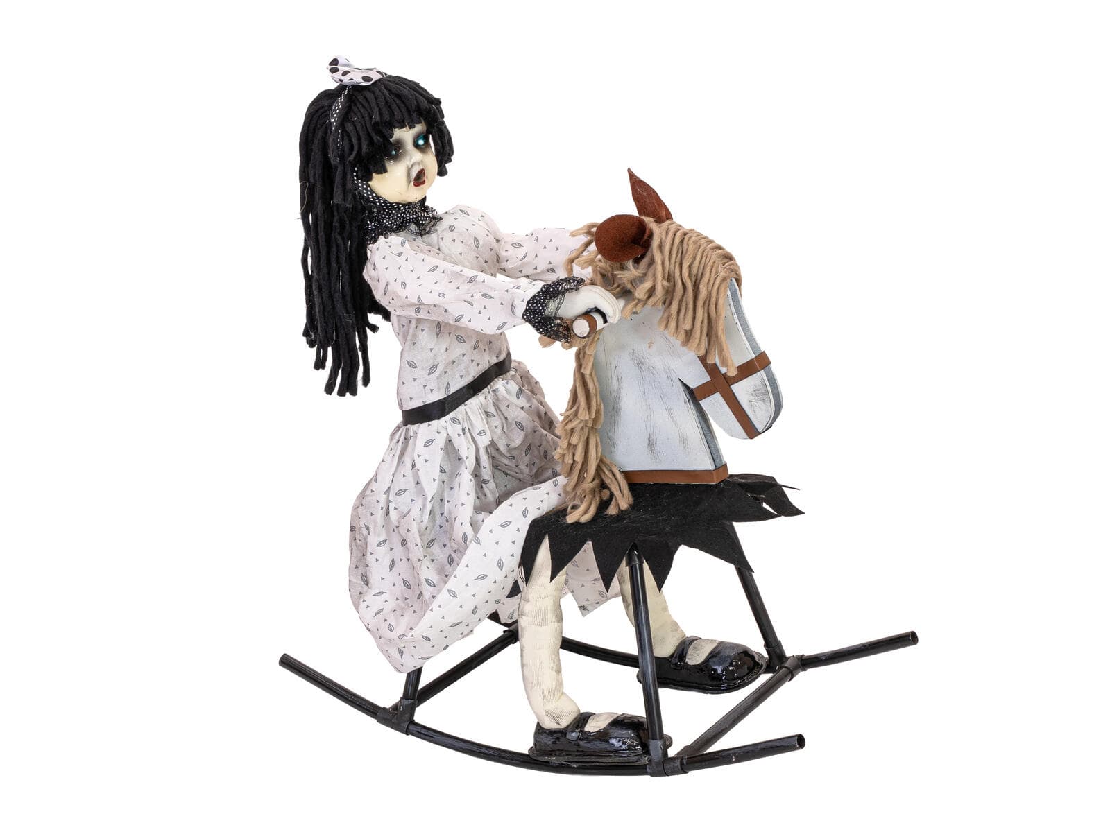 EUROPALMS Figura di Halloween Ragazza su cavallo a dondolo, animata, 72cm - 83316183