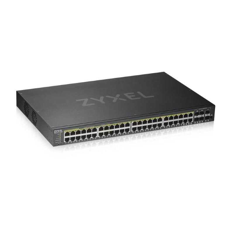 Switch intelligente 48 x 10/100/1000 PoE+ + 4 x combo Gigabit SFP + 2 x Gigabit SFP rack PoE+ 375W - Zyxel GS1920-48HPv2