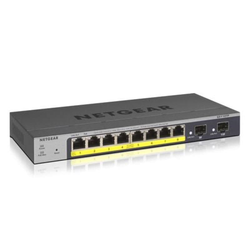 Switch 8 porte gigabit PoE+ con 2 porte SFP - Netgear GS110TP-300EUS