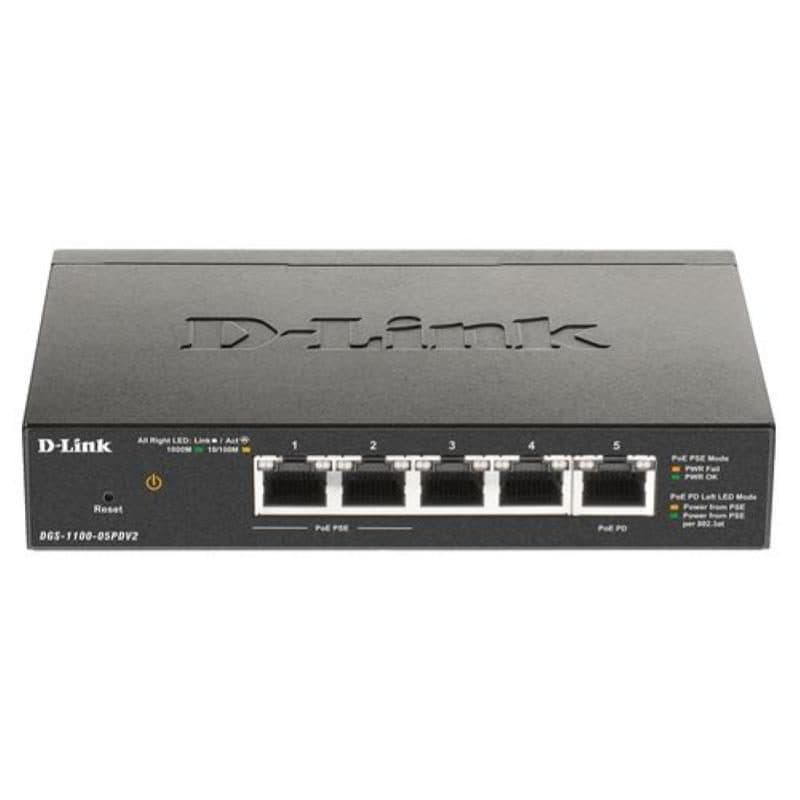 Switch 5 porte gigabit PoE smart managed con 1 porta power delivery - D-Link DGS-1100-05PDV2