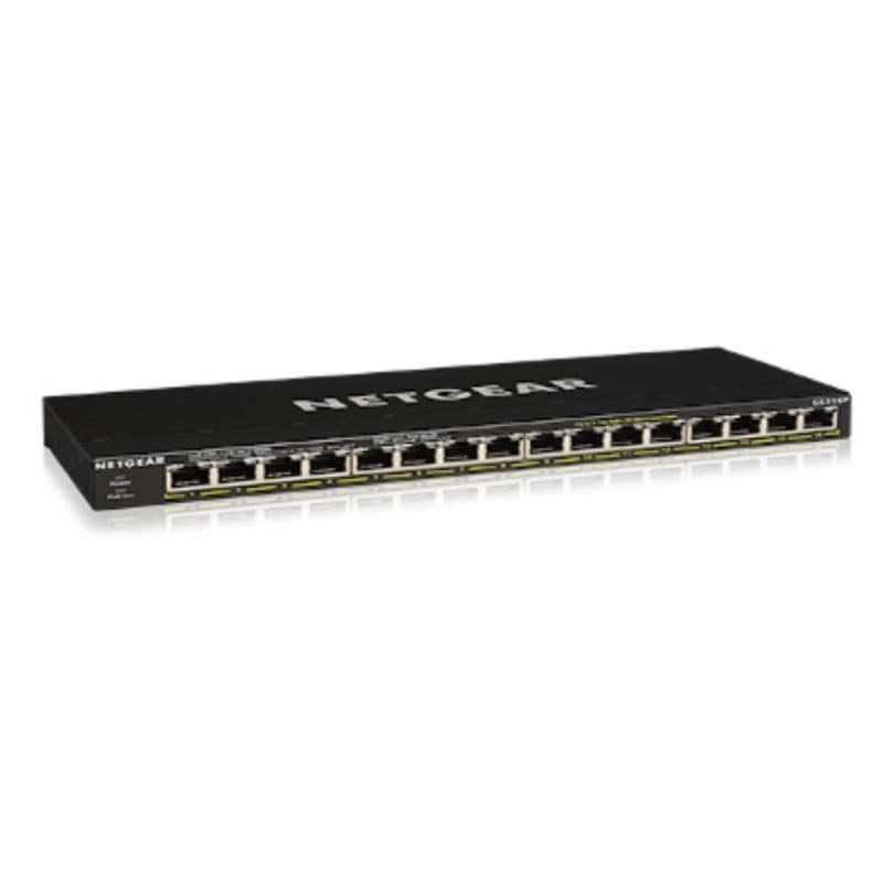 Switch 16 porte non gestito Gigabit Ethernet (10/100/1000) con PoE nero - Netgear GS316P