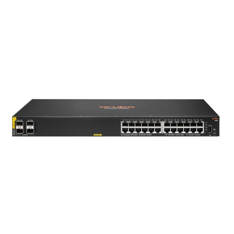 Switch gestito L3 24 x 10/100/1000 + 4 x 1/10 Gigabit SFP+ PoE+ 370 W classe 4 - HPE Aruba 6100 24G PoE 4SFP