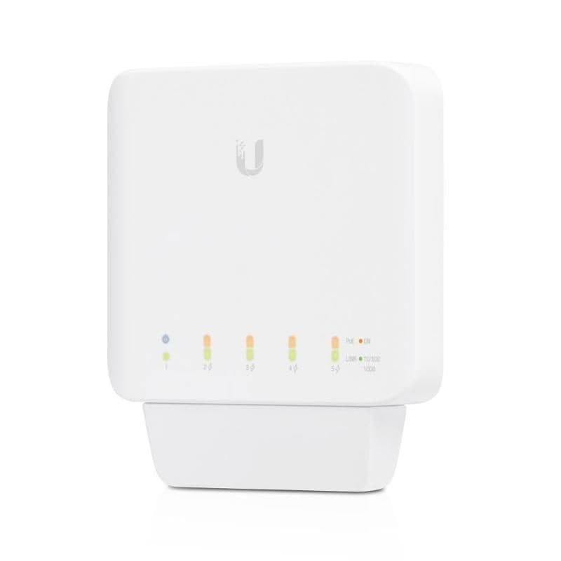 Switch 5 porte gigabit 10/100/1000 full duplex con 1 porta PoE 15W desktop bianco - Ubiquiti USW-Flex