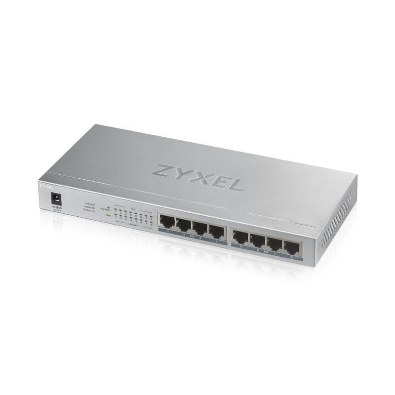 Switch 8 x 10/100/1000 PoE+ desktop o montaggio a parete 60W - Zyxel GS1008HP