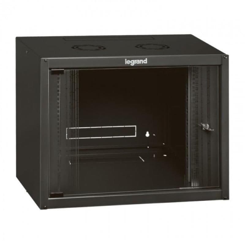 Armadio box da parete 9U 492x600x450 con porta in vetro RAL 7016 - Legrand