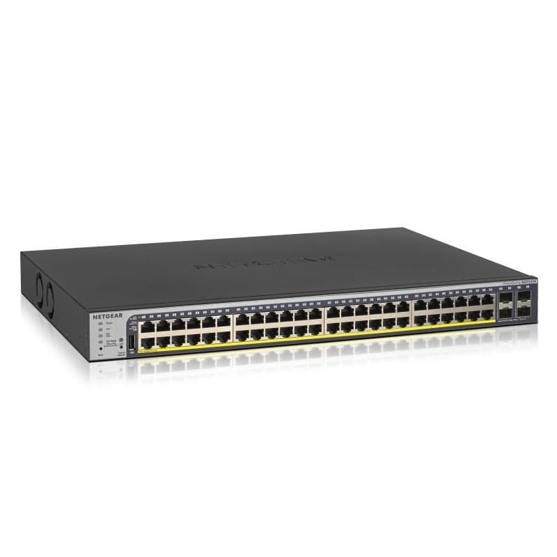 Switch gestito 48 porte PoE gigabit Ethernet 48 x PoE+ 380W 4 x 1G SFP montabile a rack - Netgear GS752TP-300EUS