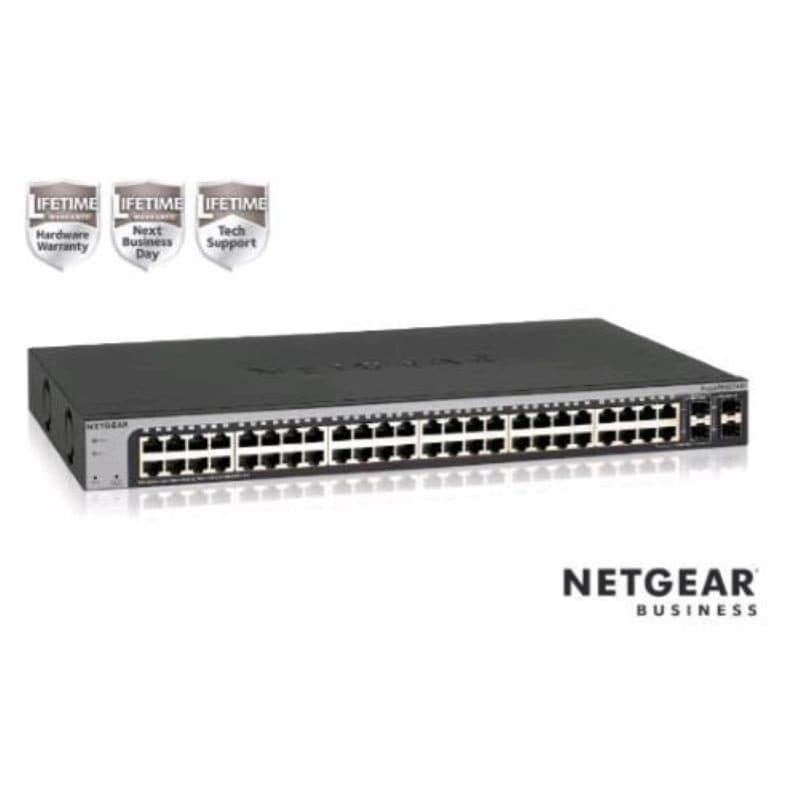 Switch 48 porte Gigabit, 2 porte 1 Gb SFP dedicate, 2 porte 1 Gb condivise - NETGEAR GS748T-600EUS