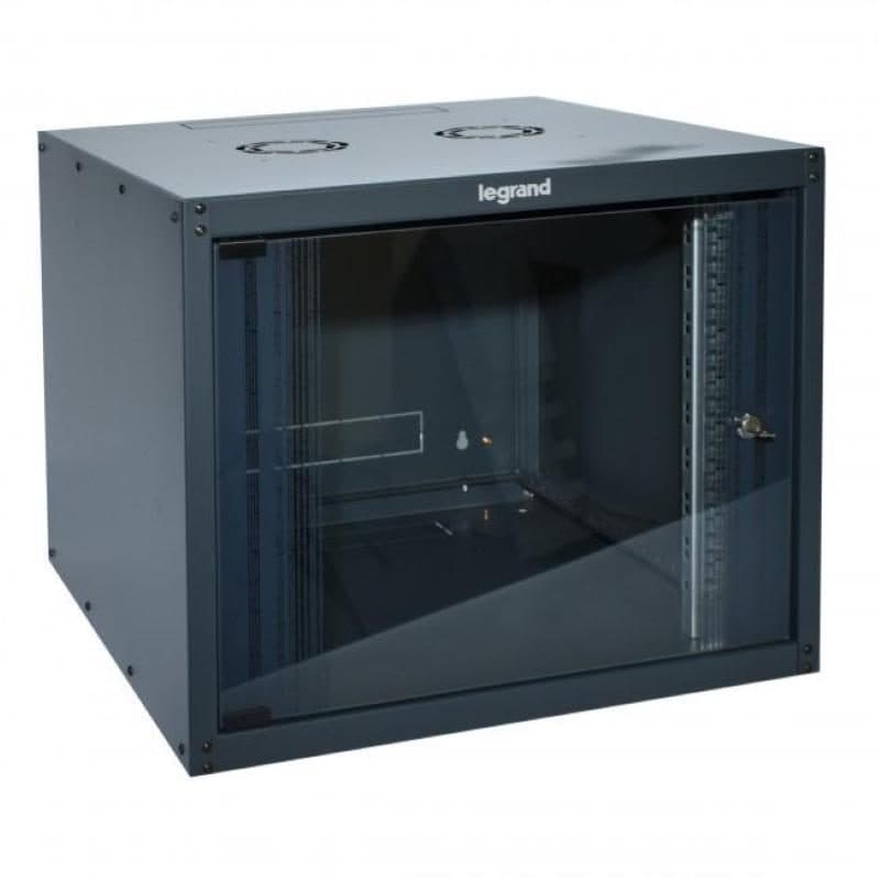 Armadio box da parete legrand 12u 625x600x600 porta in vetro ral 7016 - ESF-457159