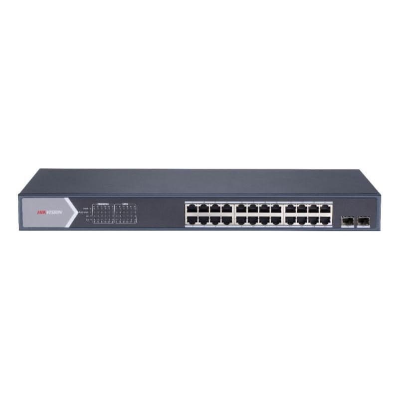 Switch 24 porte LAN Gigabit PoE + 2 porte uplink, desktop, QoS, 225 W - Hikvision DS-3E0526P-E/M