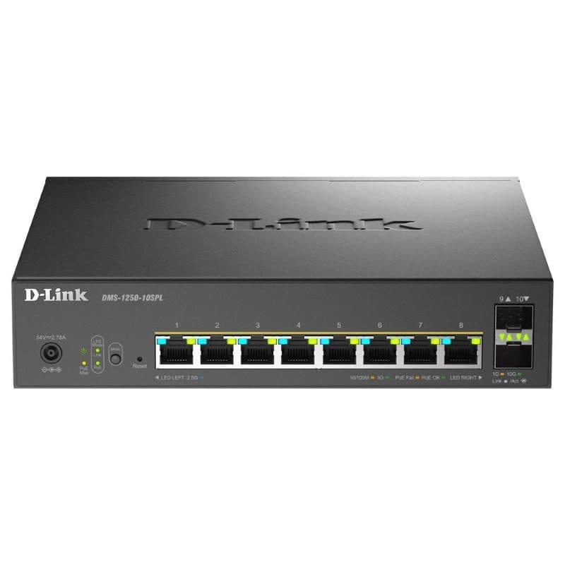 Switch 10 porte multi-gigabit smart managed PoE+ con 8 porte multi-gigabit 2.5G PoE e 2 porte 10G - D-Link