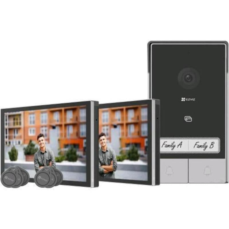 Kit videocitofono bifamiliare 2K 2 fili con 2 monitor touch da 7 pollici - EZVIZ HP7 2 Family Kit