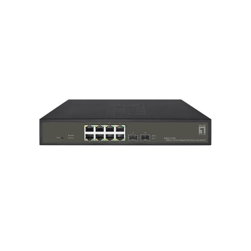 Switch di rete gestito L2 Gigabit Ethernet (10/100/1000) con supporto Power over Ethernet (PoE) nero - LevelOne GES-2110P