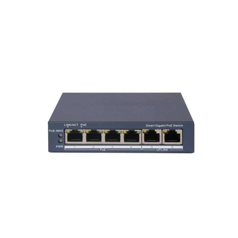 Switch L2 smart managed 4 porte Gigabit RJ45 PoE + 2 porte Gigabit RJ45, 802.3af/at - Hikvision