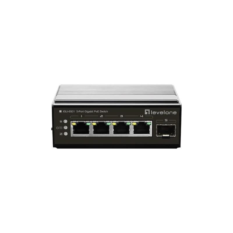 Switch di rete Gigabit Ethernet (10/100/1000) con supporto Power over Ethernet (PoE) nero - LevelOne IGU-0501