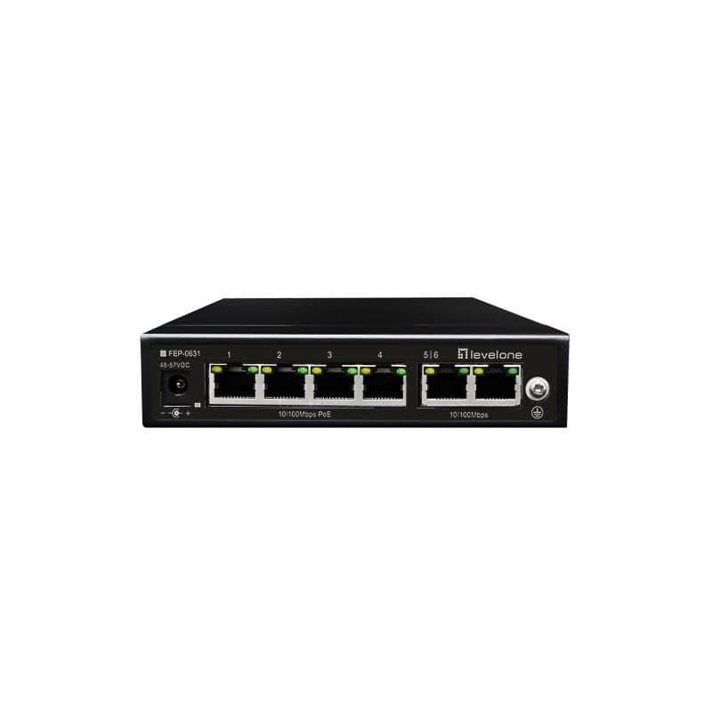 Switch di rete Fast Ethernet (10/100) con supporto Power over Ethernet (PoE) nero - LevelOne FEP-0631