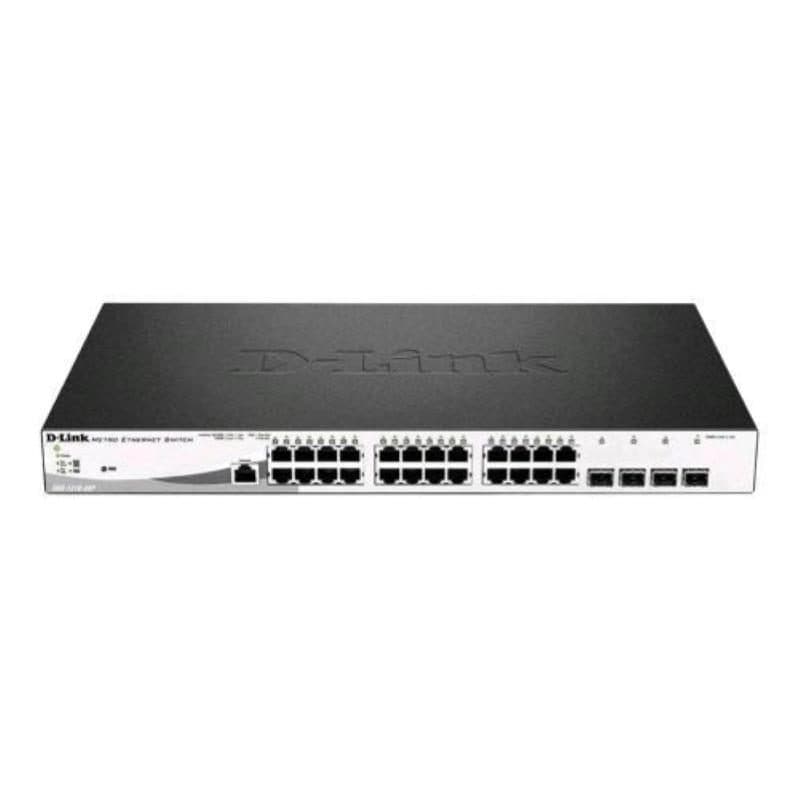 Switch 28 porte 24 x 10/100/1000 (PoE+) + 4 x Gigabit SFP montabile su rack - D-Link DGS-1210-28MP