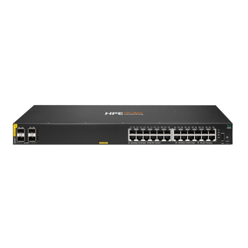 Switch Aruba CX 6000 24 x 10/100/1000 Class4 (PoE 370 W) + 4 x 1Gb SFP - HPE R8N87A R8N87B