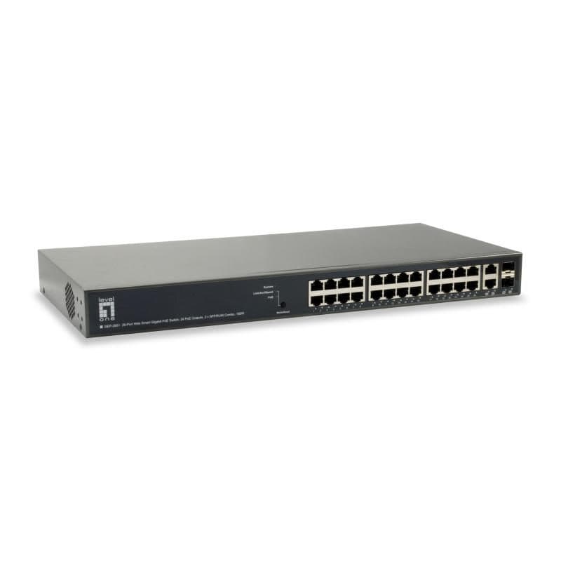 Switch di rete gestito L3 Gigabit Ethernet (10/100/1000) con supporto Power over Ethernet (PoE) nero - LevelOne GEP-2651
