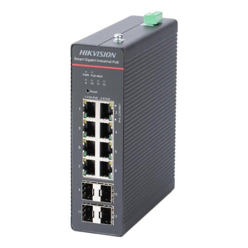 Switch industriale smart managed Gigabit Hi-PoE 8 porte - Hikvision