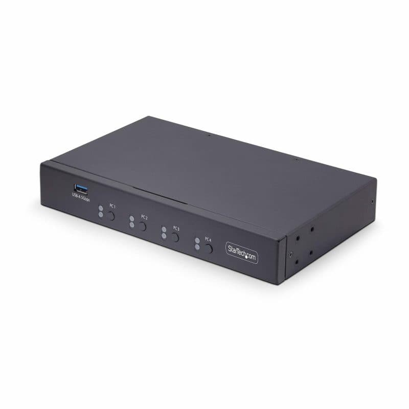Switch KM a 4 porte con commutazione del mouse, switcher USB per tastiera/mouse, audio 3,5 mm/USB - StarTech.com