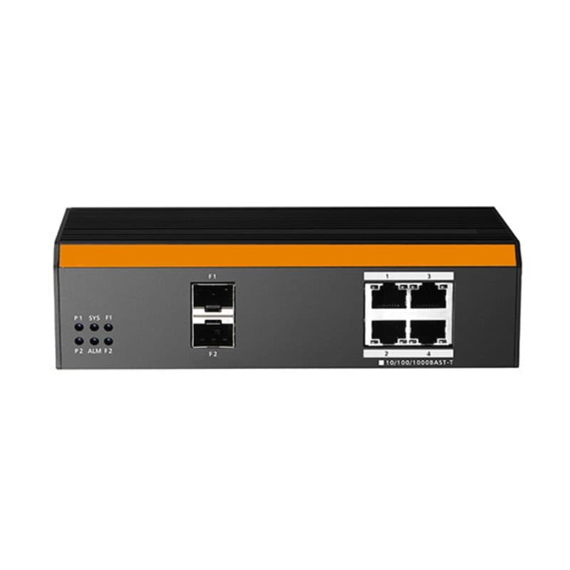 Switch 4 porte Gigabit PoE 2 SFP industriale managed IP40 guida DIN - Link