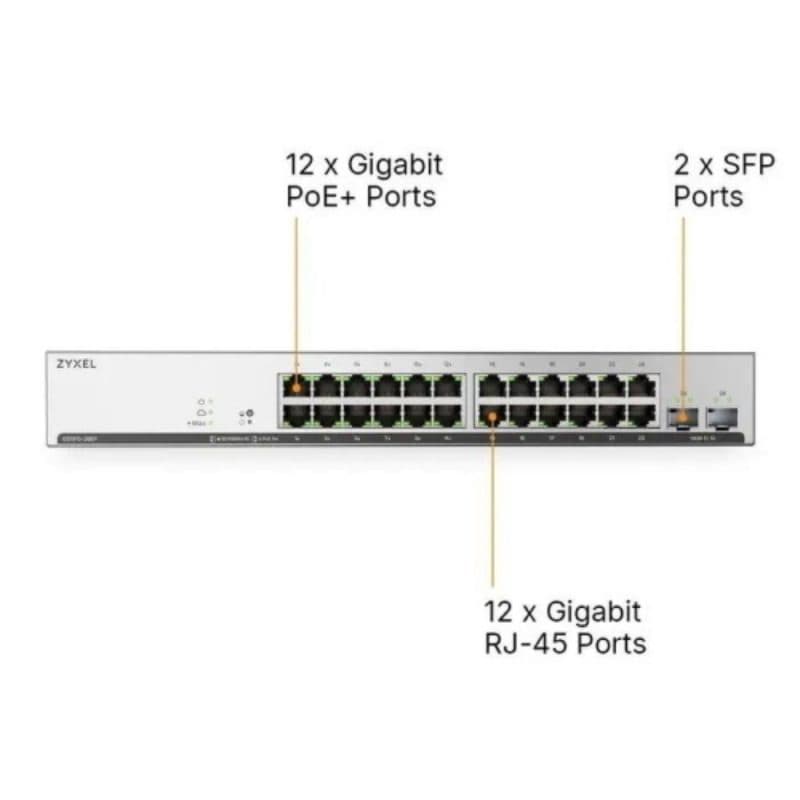 Switch zyxel gs191526epv2-eu0101f 26p di cui 24p gigabit (di cui 12 poe) +2p gbe sfp -rack - nebulaflex switch web - ESF-862561