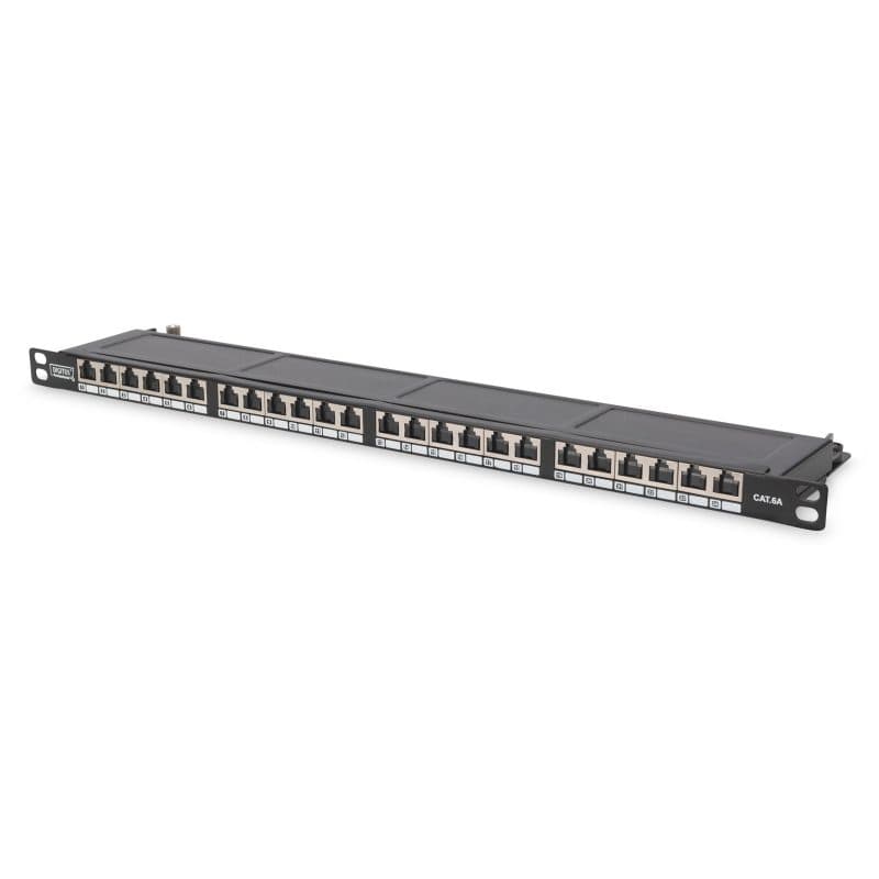 Patch panel 24 porte schermato Cat.6 8 poli rack 19 pollici nero 0,5 unità - Digitus