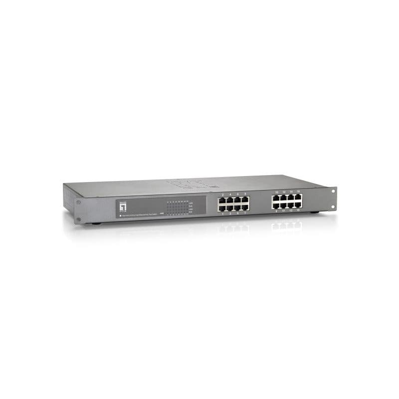 Switch di rete non gestito Fast Ethernet 10/100 con supporto PoE, grigio - LevelOne FEP-1612