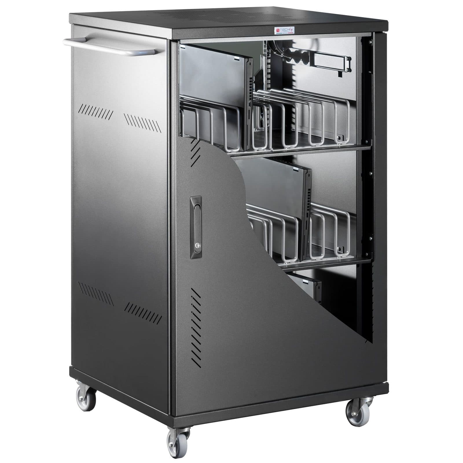 Carrello Stazione di Ricarica 36 Notebook Tablet o Smartphone Nero - Techly Professional I-CABINET-36D12ATY