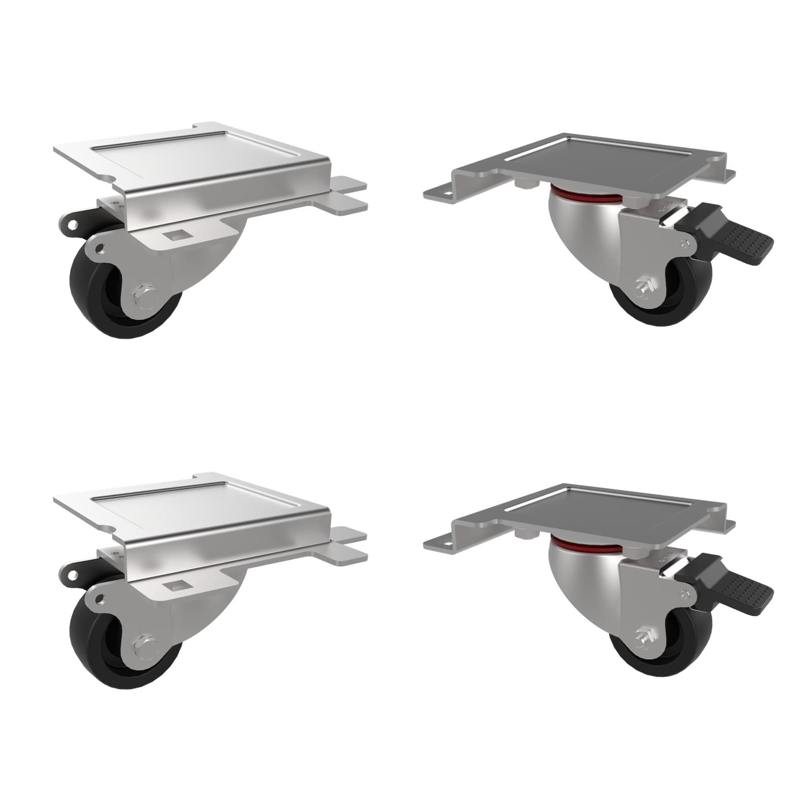 Kit 4 Ruote a 4 Punti di Fissaggio per Armadi Server Serie EV - Techly Professional I-CASE CASTOR-SR3