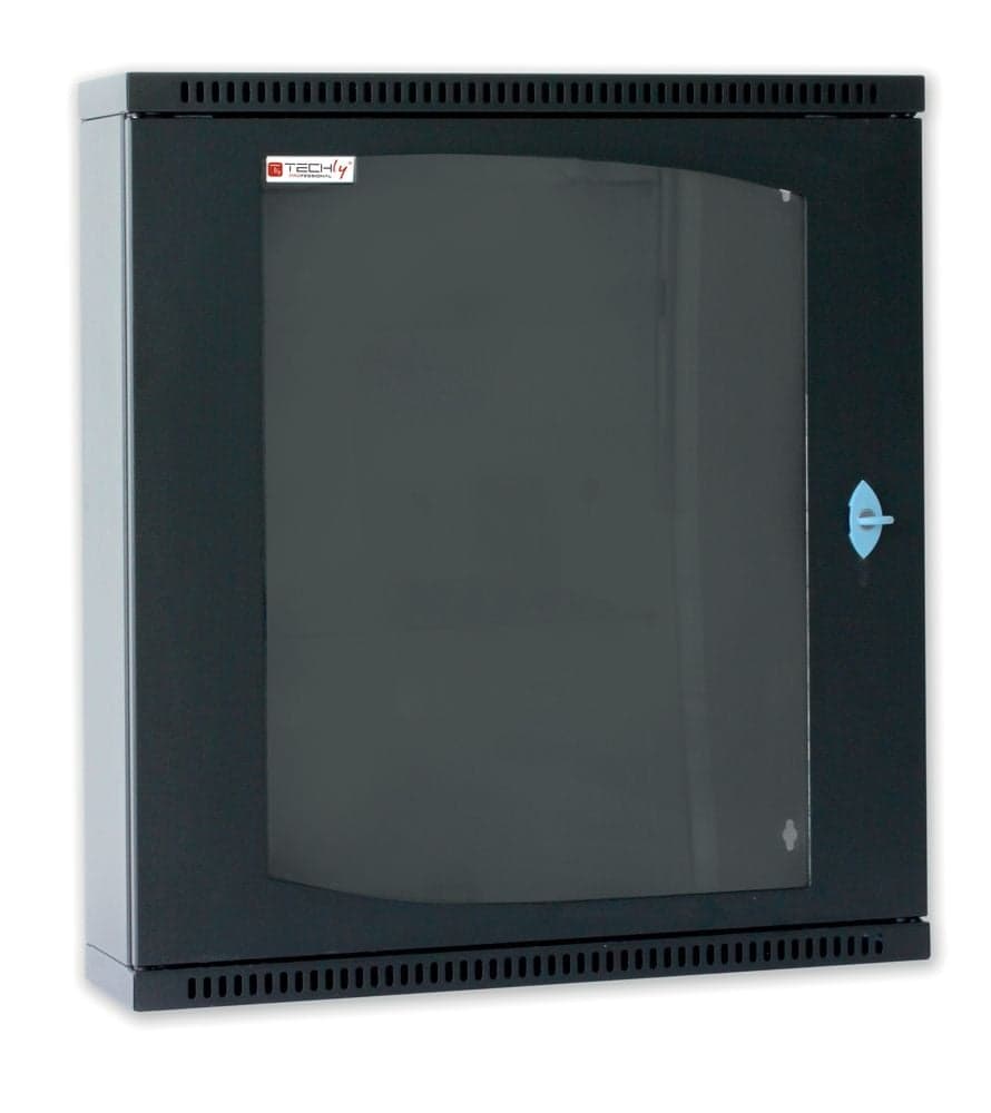 Armadio Rack 19" Flat a Muro 12U Profondità 30cm Nero - Techly Professional I-CASE EC-1230BK