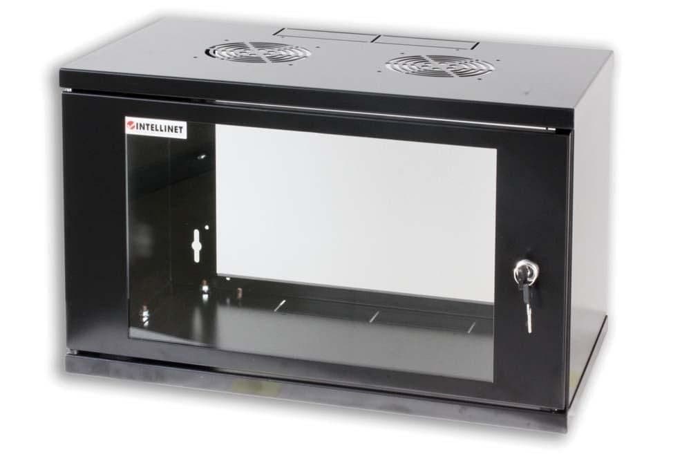 Armadio Rack 19" a Muro 10U Prof. 400 Nero Assemblato - Intellinet I-CASE ES-1010BK