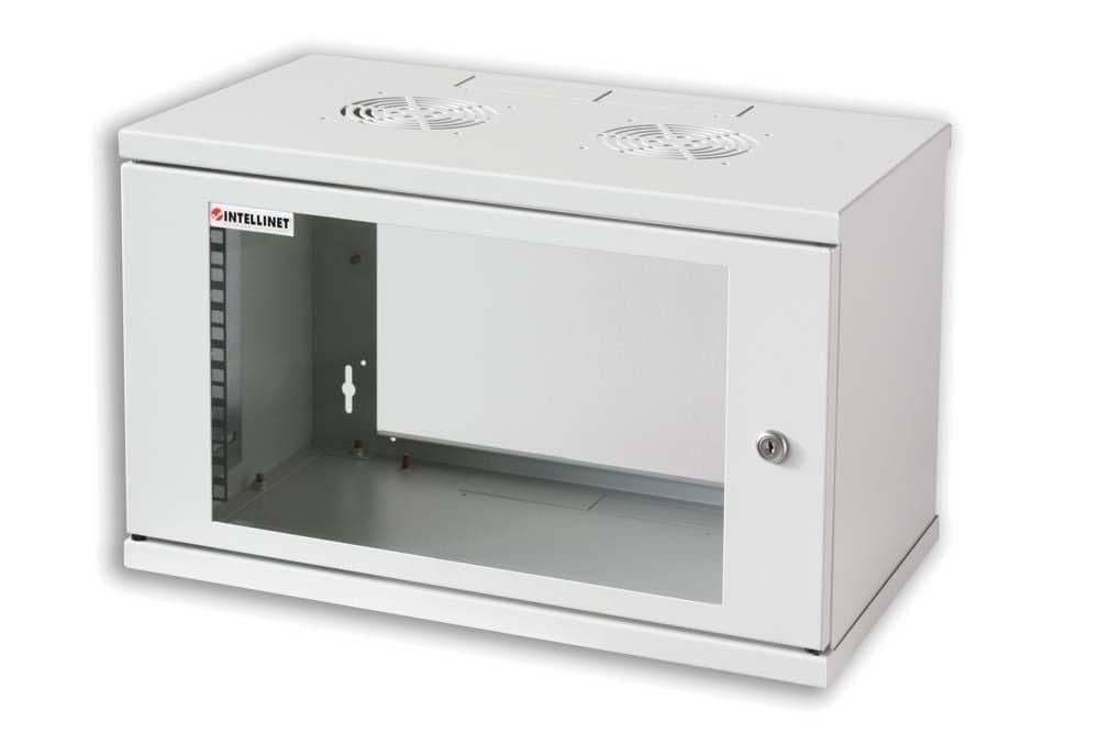 Armadio Rack 19" a Muro 10U Prof. 400 Grigio Assemblato - Intellinet I-CASE ES-1010G