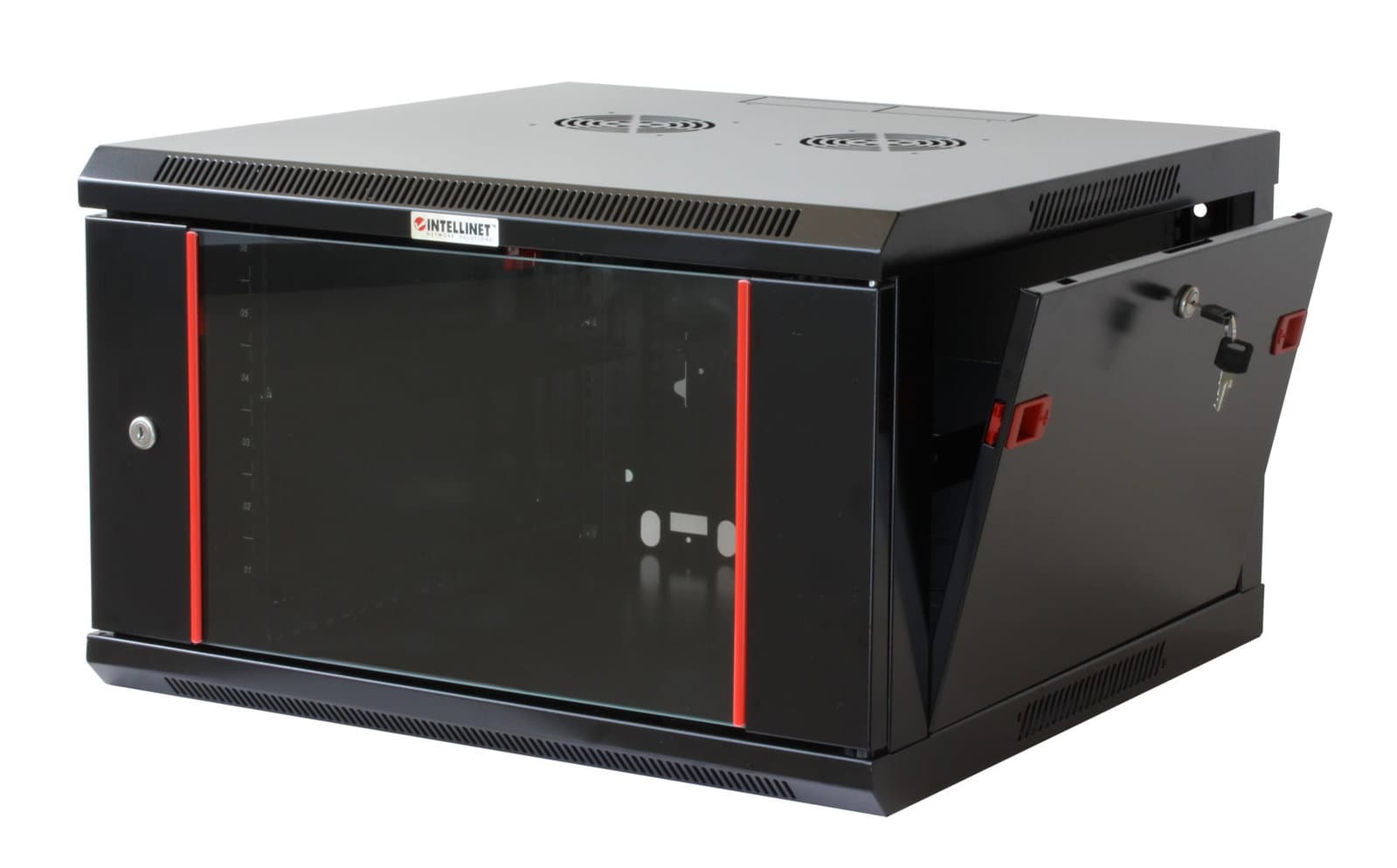 Armadio Rack 19" a Muro 6 Unità Sezione Unica Prof. 450mm Nero - Intellinet I-CASE EW-2006BKL