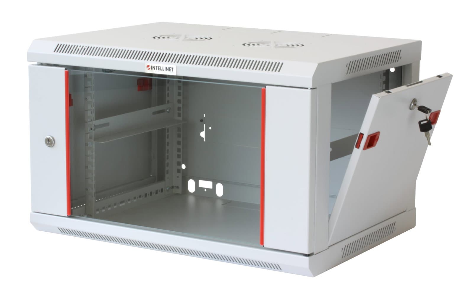 Armadio rack 19" a muro 9U sezione unica prof. 450mm grigio - Intellinet I-CASE EW-2009GL