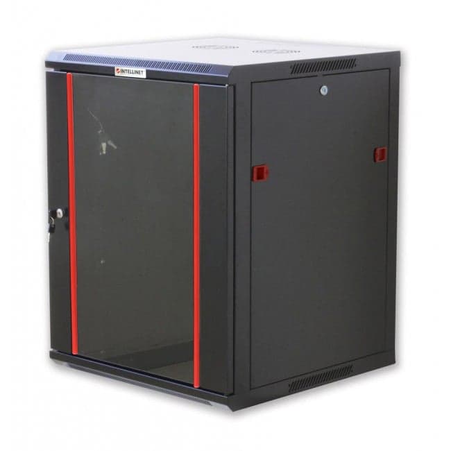 Armadio Rack 19" a Muro 12 Unità Sezione Unica Prof. 450mm Nero - Intellinet I-CASE EW-2012BKL
