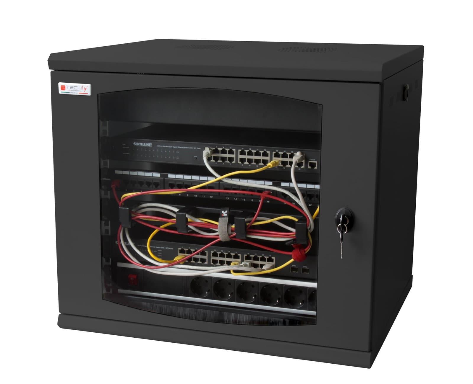 Armadio Rack 19" a Muro 16 Unità Sezione Unica Prof. 500mm Nero - Techly Professional I-CASE EW-2015BK5
