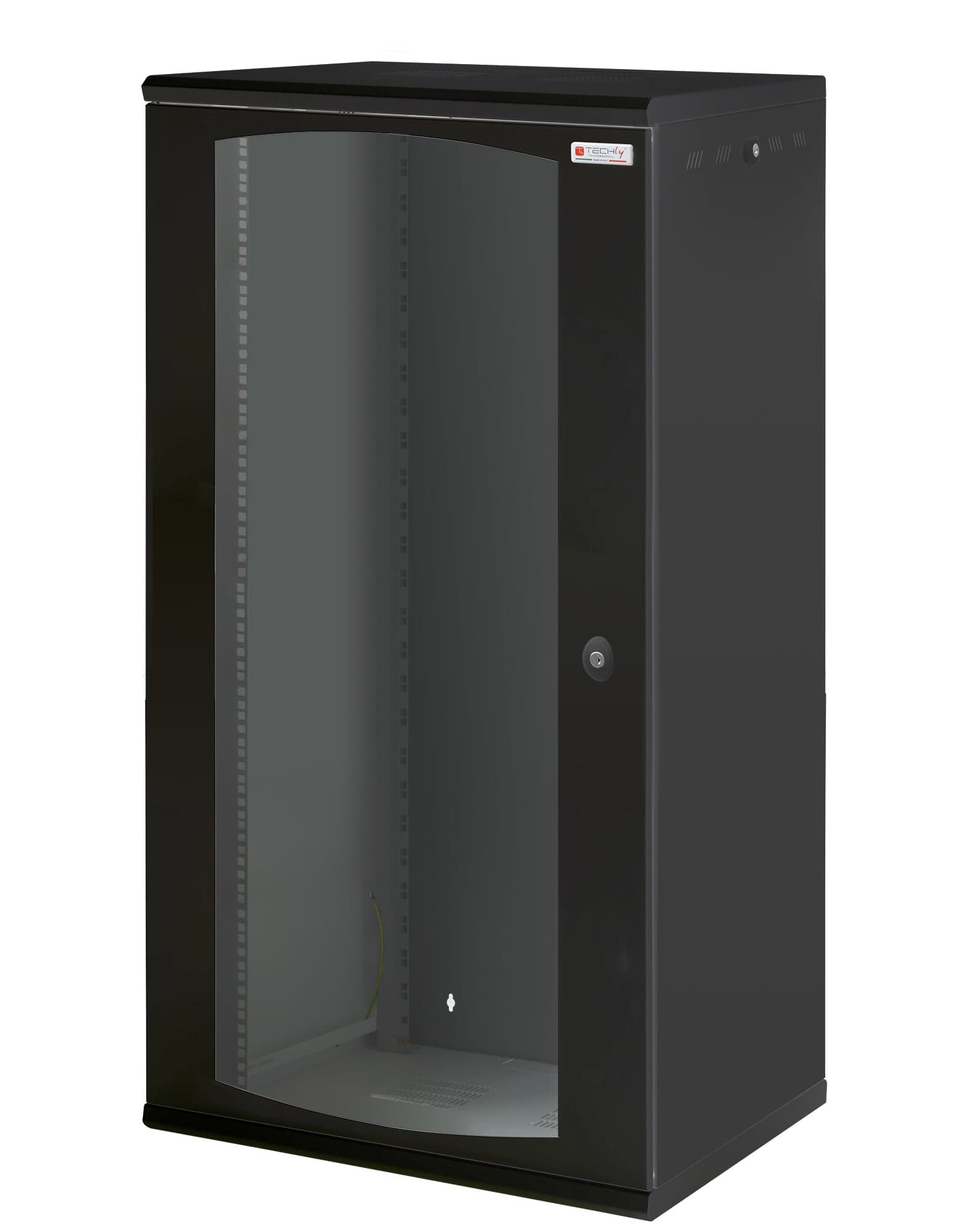 Armadio Rack 19" a Muro 22U Sezione Unica P 600mm Porta Vetro Nero - Techly Professional I-CASE EW-2022BK6