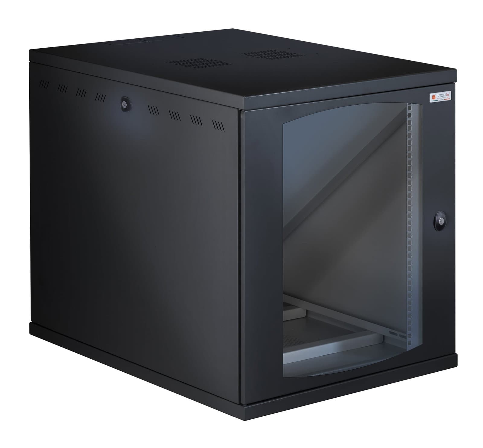 Armadio Rack 19" a Muro 13U P 800mm L 600mm Porta Vetro Nero - Techly Professional I-CASE EW-26813BK