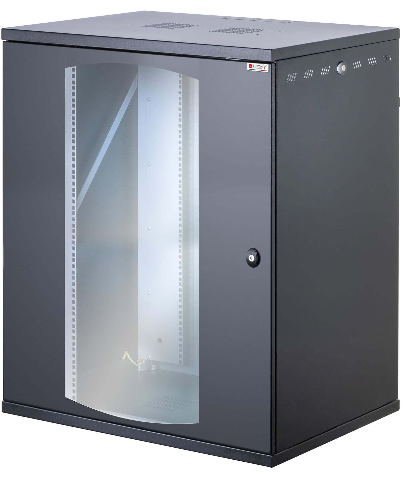 Armadio Rack 19" a Muro 16U P600 L800 Porta Vetro Nero - Techly Professional I-CASE EW-2816BK6