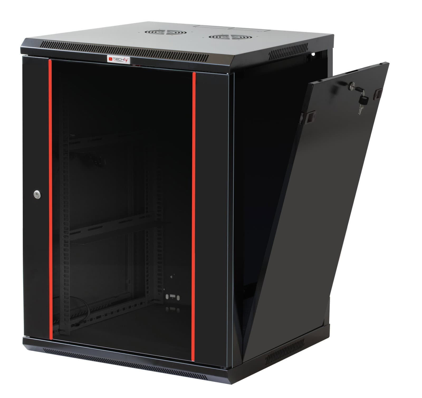 Armadio Rack 19" a muro 15 unità sezione unica prof. 450 mm Nero - Techly Professional I-CASE EWT-2415B