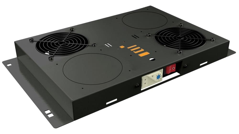 Kit di Ventilazione a Soffitto per Rack 19" 2 Ventole Nero - Techly Professional I-CASE FAN-21TBK