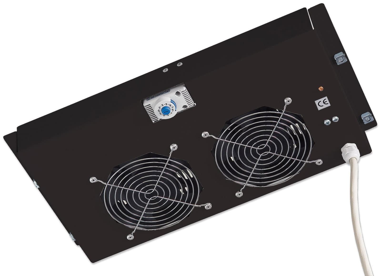 Gruppo di ventilazione a soffitto per Rack 19'' 2 Ventole Nero - Intellinet I-CASE FAN-2BK
