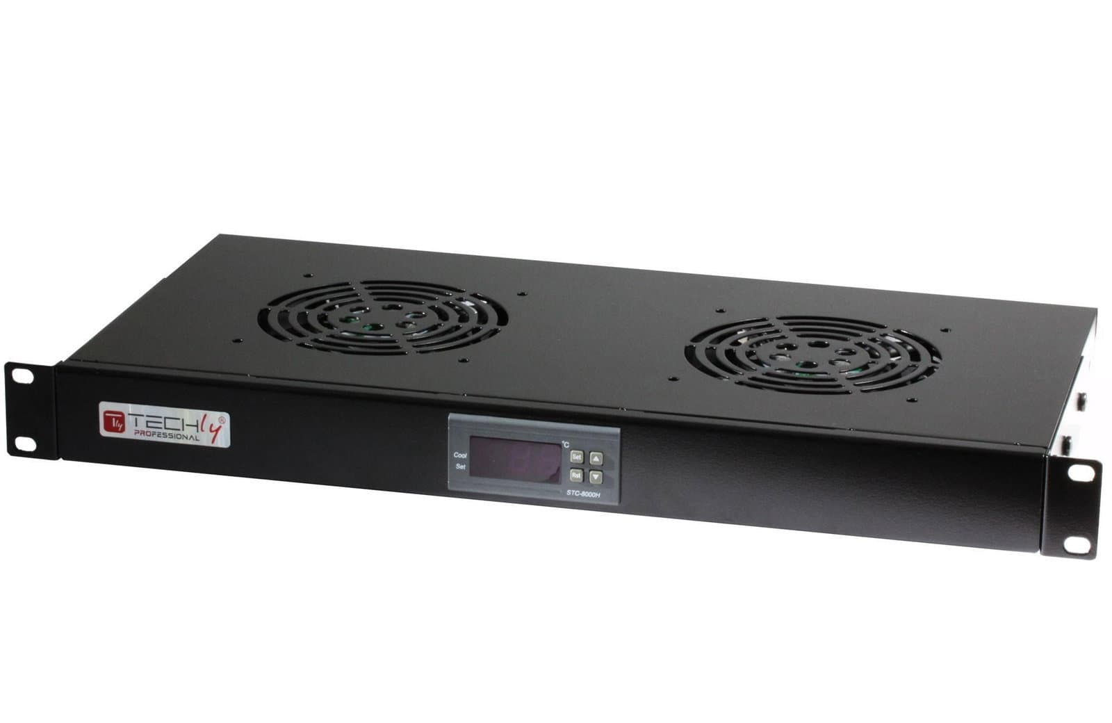 Gruppo 2 Ventole 1U per Rack 19" con Termostato LED Nero - Techly Professional I-CASE FAN-TC2B