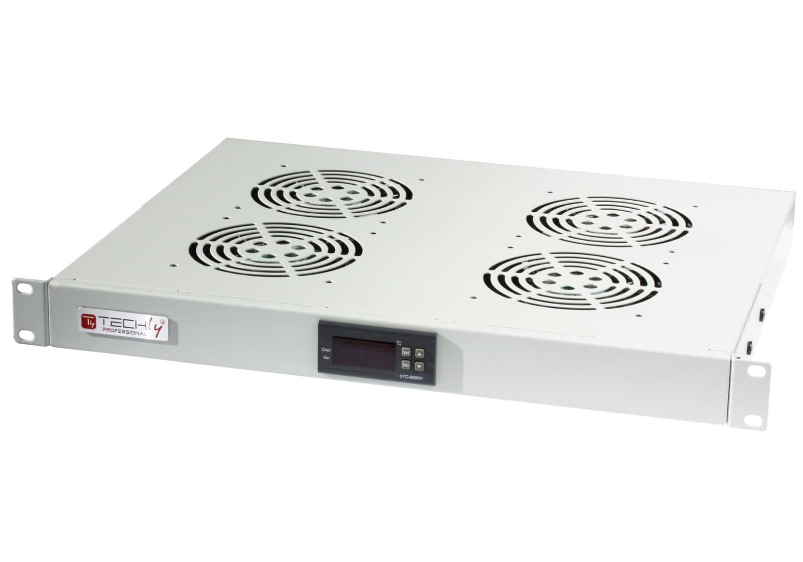 Gruppo 4 ventole 1U per rack 19" con termostato LED grigio - Techly Professional I-CASE FAN-TC4G