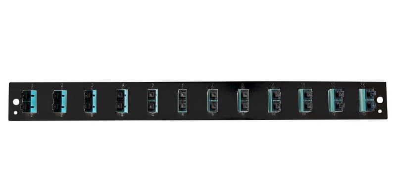Pannello Frontale per Cassetto Ottico 1U 12 SC Duplex/LC OM3 Nero - OEM I-CASE FOB-12SCD3